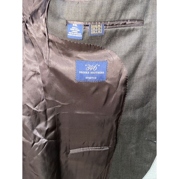 Men’s 44L — “346” Brooks Brothers Stretch Brown 100% Wool Suit Jacket RN 93986 - Picture 7 of 11